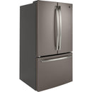  GE 36-inch, 27 cu.ft. Freestanding French 3-Door Refrigerator with Internal Water Dispenser GNE27JMMES IMAGE 2
